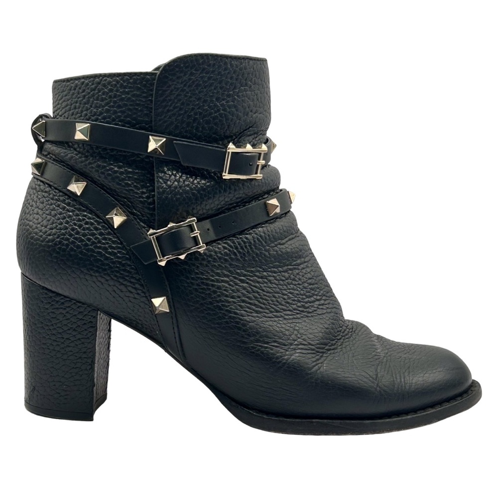 Valentino Garavani Black Leather Rockstud Boots